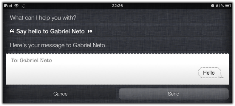 Mensagem no Siri